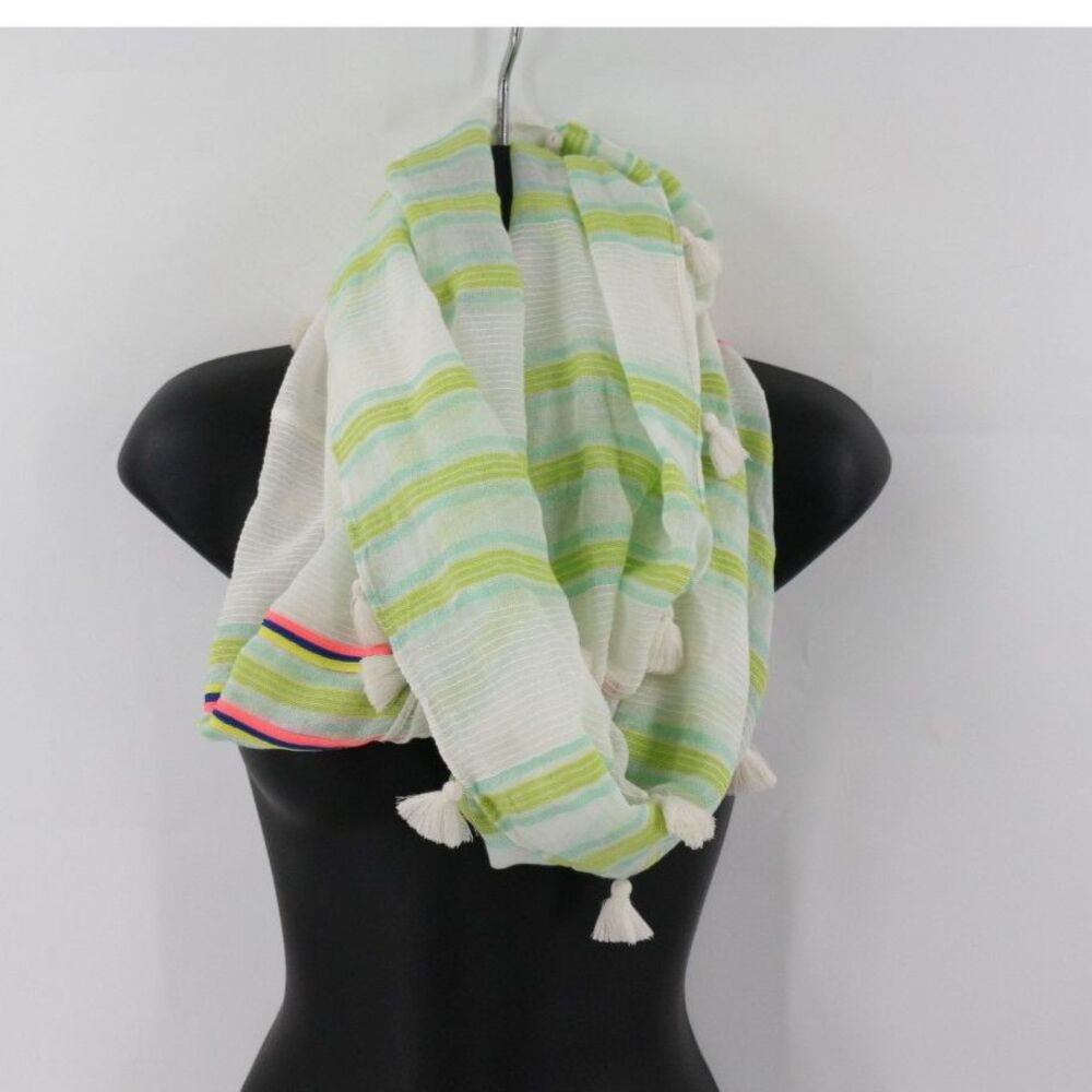 J.Crew Lightweight Striped Infinity Scarf One Size Tassels